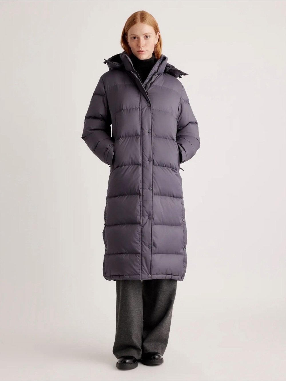 Quince NWOT Responsible Down Long Puffer Coat in Carbon Grey Small y881